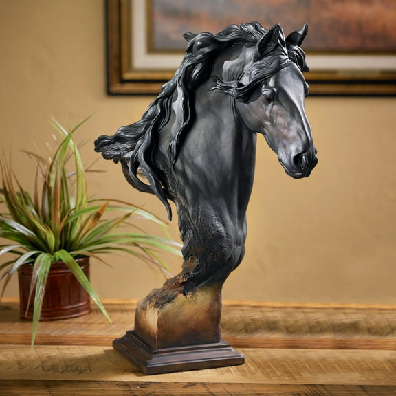 Wild Wings Equus Onyx - Fresian Horse - Small Sculpture by Arich Harrison