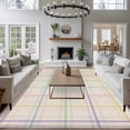 thumbnail image 3 of Colorful Geometric Plaid Area Rugs 5'x7', Washable Small Throw Rugs for Laundry Room Playroom, Simple Vintage Grid Beige Indoor Outdoor Rug Non-Slip Low Pile Carpet Runner Reversible Floor Mats, 3 of 8