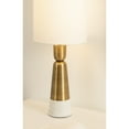 thumbnail image 3 of Kate and Laurel Deori Modern Metal and Marble Bedside Table Lamp, 8 x 8 x 20, Antique Brass and White Marble, Decorative Tapered Hourglass Tabletop Desk Lamp with Linen Shade for Living Room Decor, 3 of 10