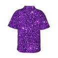 thumbnail image 3 of Picia Purple Glitter Gentle Cotton Regular Fit Short Sleeve Casual Hawaiian Shirt for Men-3X-Large, 3 of 9