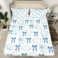 thumbnail image 2 of Manfei Cute Blue Bowknot Bed Sheets, Cartoon Seashell Starfish King Sheets, Teen Boy Girl Kid Sheet Set, Ultra Soft Home Decor, 4pcs, 2 of 7
