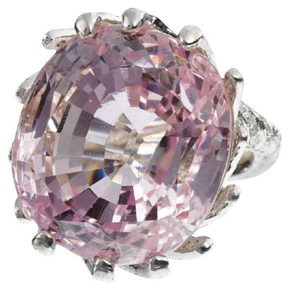 56.00CT NATURAL VIVID PINK KUNZITE DIAMOND RING 14KT RAISED TWIST