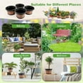 thumbnail image 3 of 4 Pack 12 inch Plant Pots,Whiskey Barrel Planters with Drainage Holes & Saucer,Plastic Decoration Flower Pots Retro Design,Planters for Outdoor Indoor Garden Home Plants (Brown), 3 of 4