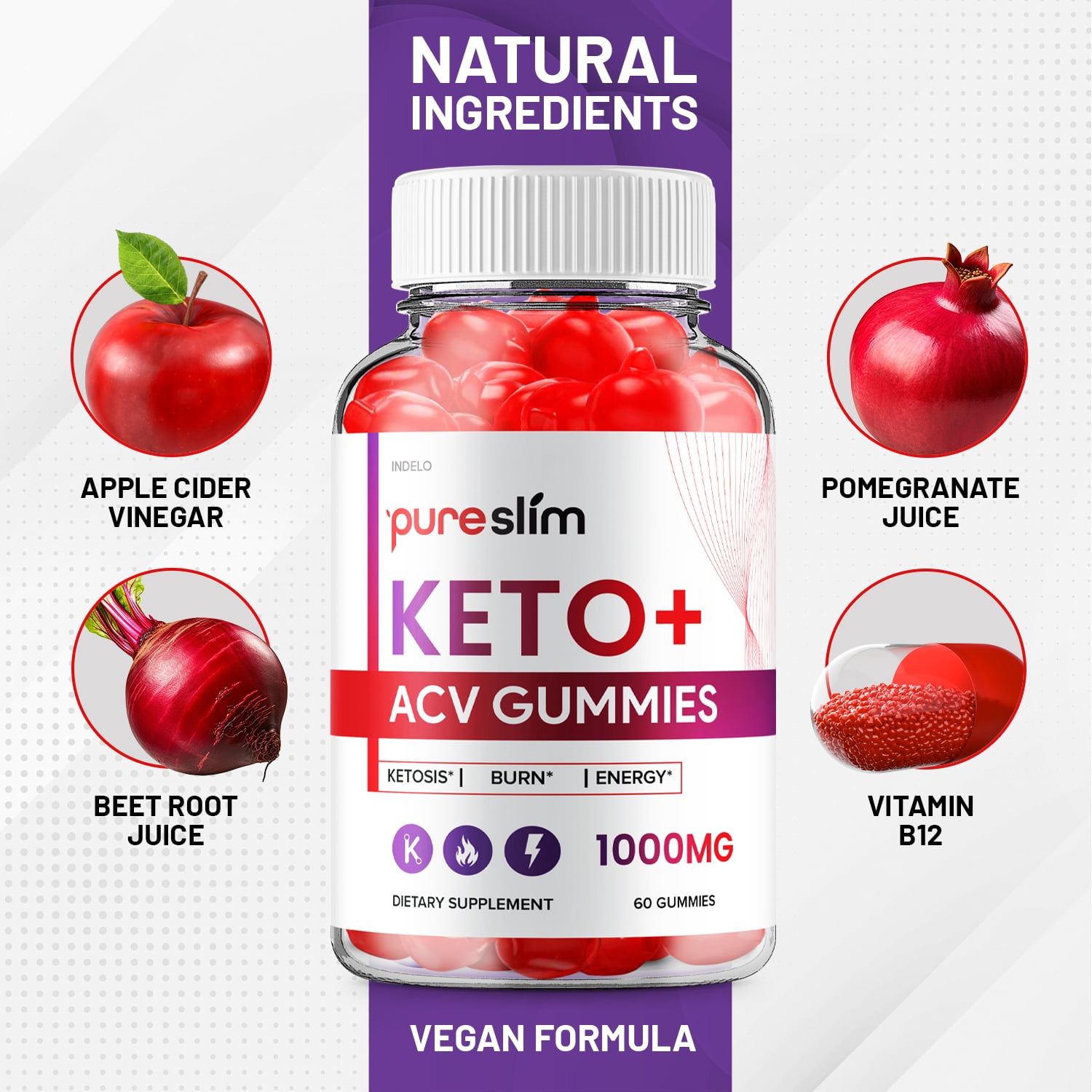 (3 Pack) Pure Slim Keto + ACV Gummies - Pure Slim Keto ACV Gummies Advanced Weight Loss, Maximum Strength Supplement (180 Gummies)