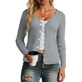 thumbnail image 2 of idosla Women's Long Sleeve Cardigan Casual V-Neck Button Open Front Outerwear Soft Cropped Knit Shrugs Sweater (Grey, M), 2 of 9