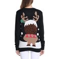 thumbnail image 3 of Franhais Women's Funny Christmas Sweater Cartoon Elk/Lantern String Print Loose Knitwear Long Sleeve Round Neck Sweater, 3 of 4