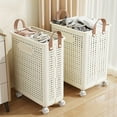 thumbnail image 2 of Foldable Cloth Basket Home Large Capacity With Wheels Easy Movement Balcony Bathroom Handle Dirty Cloth Basket Bins Containers Home Organization Shelf Baskets Laundry Hampers, 2 of 7
