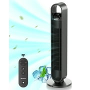 MaxKare 36in Tower Fan Quiet Cooling Fan with 60 Oscillation, Remote Control, 3 Speeds & 3 Modes & Timer- Gray