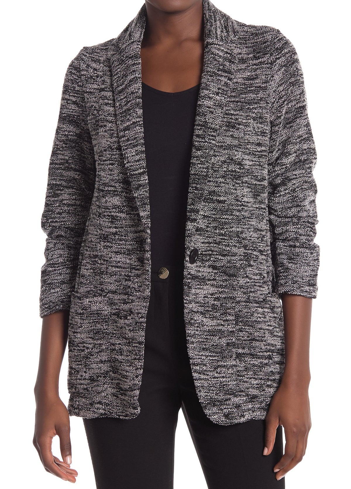 Max Studio Coats & Jackets Women's Jacket Medium Tweed RuchedSleeve