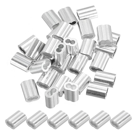 Uxcell 3/32" Aluminum Crimping Loop Sleeves, for Wire Rope Sleeves, Silver Tone 30 Pcs