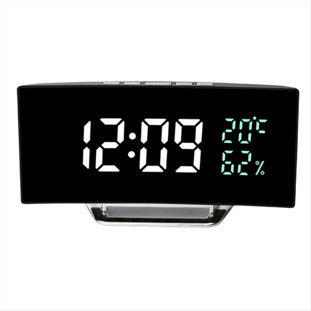 Reloj Despertador Digital con Pantalla LED Curva, Indicador de Temperatura y Humedad, Multifunción, 7816