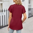 thumbnail image 3 of yillto Womens Satin Silky Blouse V Neck Pleated Ruffle Sleeve Work Office Summer Dressy Tunic Tops, 3 of 5