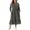 thumbnail image 1 of Vestido de Pascua de Talla Grande para Mujeres Agnes Orinda, Manga Larga, Corto en A con Bolsillos 3X Gris, 1 of 5