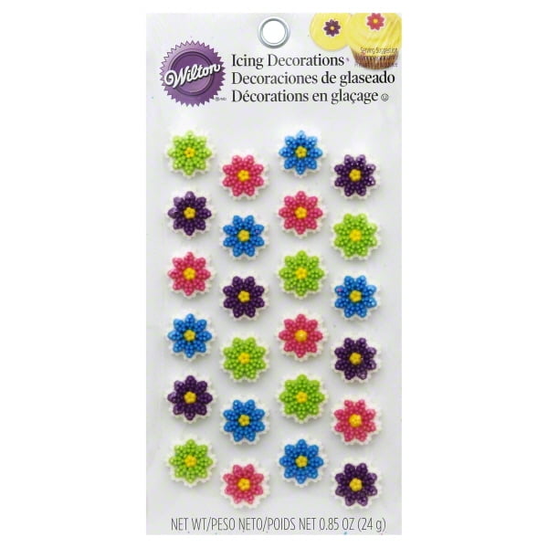 Wilton Mini Flower Icing Decorations, 24ct