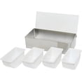 thumbnail image 4 of TrueCraftware- 4 Compartment Condiment Dispenser Garnish Tray Bar Caddy Stainless Steel Body with Acrylic Hinged White Color Lid- Condiment Server Caddy Bar Garnish Holder Bar Accessories Fruit Salad, 4 of 7
