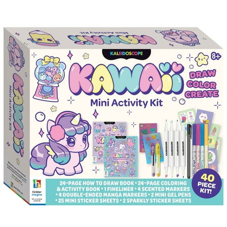Hinkler Kaleidoscope Kawaii Mini Activity Kit for Ages 6 and up, 24 Pages