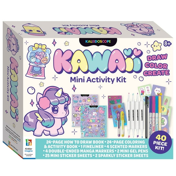 Hinkler Kaleidoscope Kawaii Mini Activity Kit for Ages 6 and up, 24 Pages