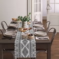 thumbnail image 4 of Table Runner Dresser Scarves 90 Inch Long, Ethnic Black White Geomentric Stripe Linen Dining Table Runners Rustic Triangle Tabletop Scarf for Wedding Holiday Party Kitchen, 4 of 7