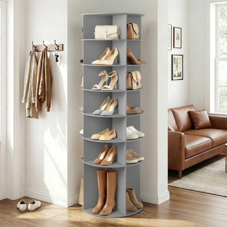 WHAT WE WANT WWW_FBFOOTSTAND ② Ktaxon 7-Tier Rotating Shoe Rack Tower, Free Standing 360