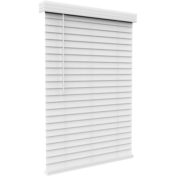 Cordless 2" Faux Wood Blinds with Crown Valance - White, 30.5" W x 60" H | Indoor Window Blinds & Shades for Home