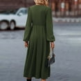 thumbnail image 6 of XVJRHAK Women Summer Dresses Womens Elegant V Neck Long Sleeve High Waist Vintage Wedding Guest Cocktail Party Swing A Line Midi Dresses Mid-Length(Army Green,XL), 6 of 8