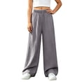 thumbnail image 5 of SGFCWSX Girls Wide Leg Pants Loose Casual Relaxed Fit Elastic Waist Fall Lounge Trousers Gray Size 9, 5 of 7