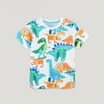 thumbnail image 2 of Baby Boy Summer Clothes Summer Toddler Child Boys Short Sleeve Cartoon Dinosaur Prints T Shirt Breathable Soft Lightweight Toddler T Shirts Sky Blue 5 Years-6 Years, 2 of 6