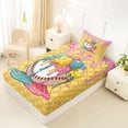 thumbnail image 4 of Castle Fairy Baseball Print Twin Sheets 3pcs, Pink Ice Cream Drip Bedding, Blue Yellow Green,1 Fitted Sheet, 1 Flat Sheet and 1 Pillowcase, 4 of 6