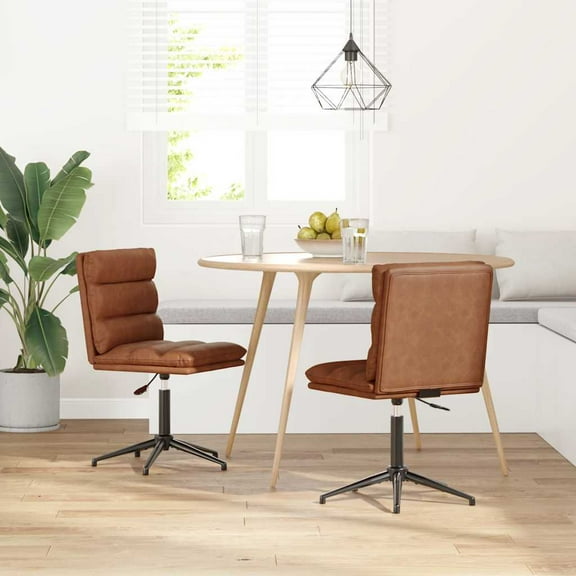 vidaXL Dining Chair Set of 2 Brown Faux leather, plywood, metal