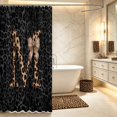 thumbnail image 3 of Manfei Leopard Print Monogram M Shower Curtain 72Wx84L,Cute Bow Bathroom Shower Curtain,Black Brown, 3 of 5