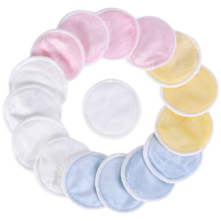 SmartNovelty Reusable Makeup Remover Pads 16 Packs, Washable Organic Bamboo Cotton Rounds, Toner Pads, Facial Soft Cleansing Wipes with Laundry (Best Cotton Pads For Toner)