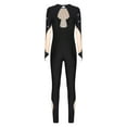 thumbnail image 5 of Haitryli Women's Full Body Long Sleeve Unitard One Piece Rhinestone Ice Skating Jumpsuit Gymnastics Black XL, 5 of 7