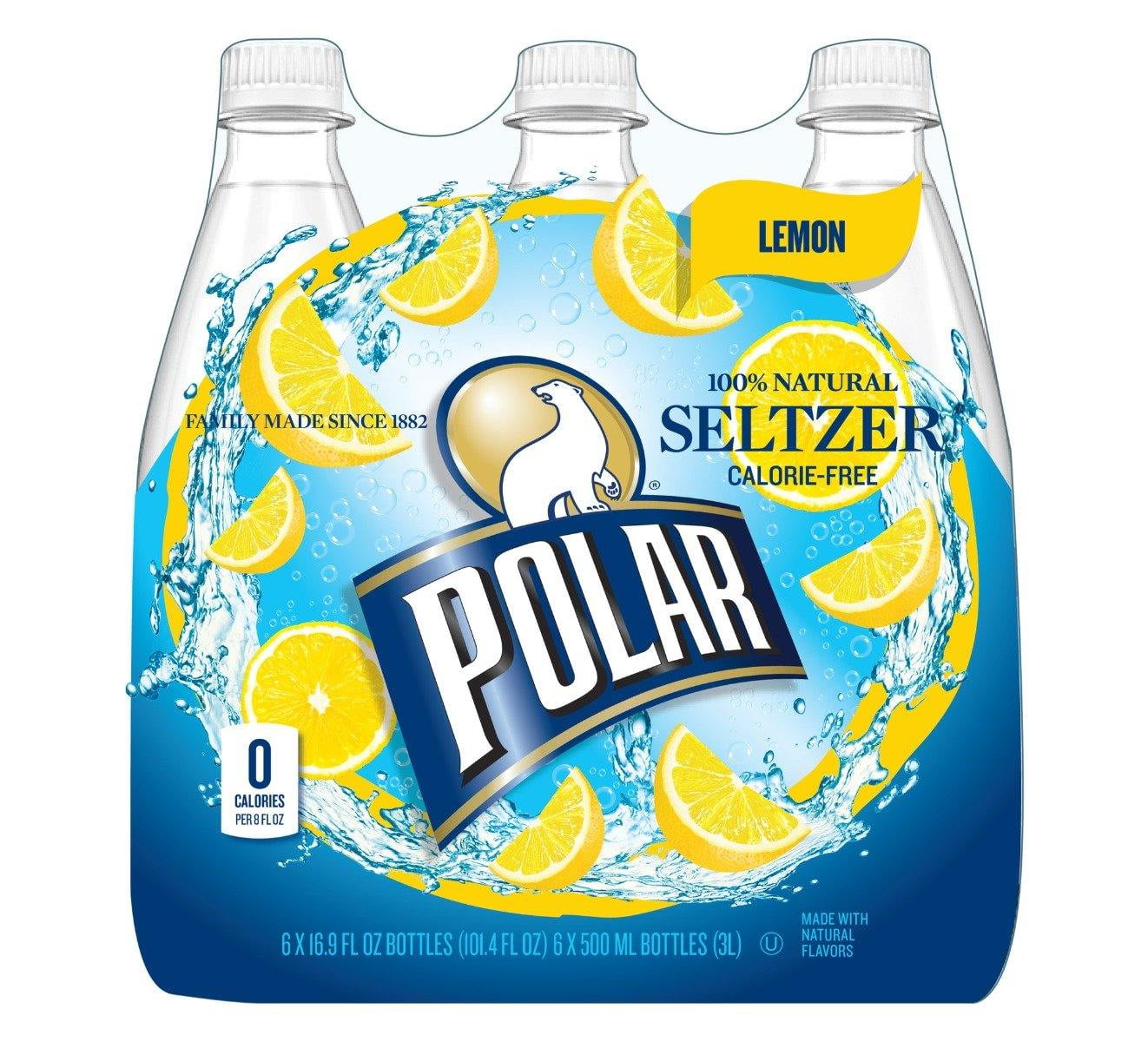 Polar Lemon Seltzer Water 500ml (16.9oz) Bottles ( Pack of 24