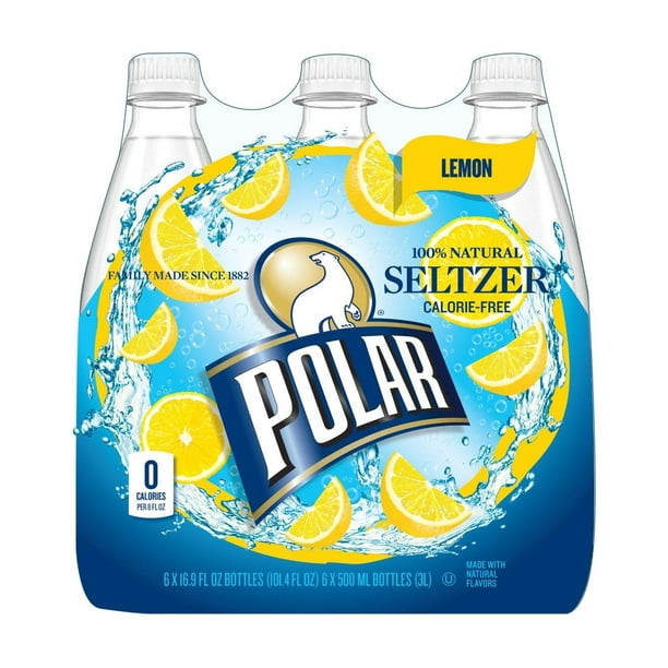 Polar Lemon Seltzer Water 500ml (16.9oz) Bottles ( Pack of 24)