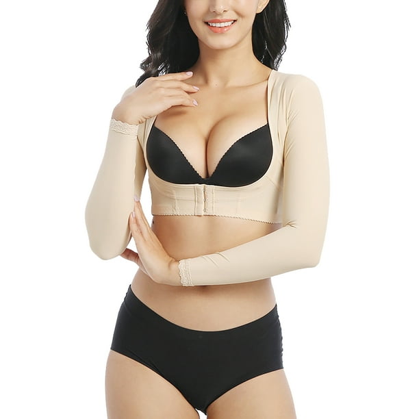 SAYOO Women Shapewear Tops, Front-Buckles Push-Up Breast Arm