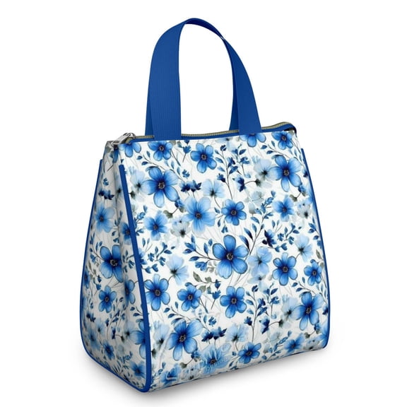 Pioneer Flower Floral Print Pattern Insulated Lunch Bag for Women & Adults,Large Portable Soft Cooler Lunch Bag,Thermal Food Storage Tote with Pearl Cotton,8.66L,8.75x5.75x9.5 Inch