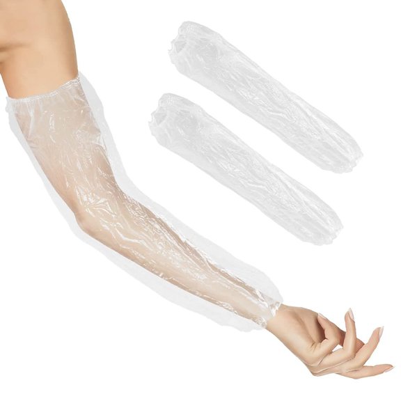 Transparent PE Oversleeves 18" Size. Pack of 1000 Oil Resistant Disposable 2 Mil Thickness. Clear Polyethylene Protective With Elasticated Wrist Elbow Water-Resistant
