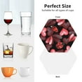 thumbnail image 6 of Pofeuu Ladybugs and Red Hearts Print Coasters for Drinks, 4Pack PU Leather Coasters, Bar Drink Coasters for Tabletop Protection, Furniture from Damage-Hexagon, 6 of 6