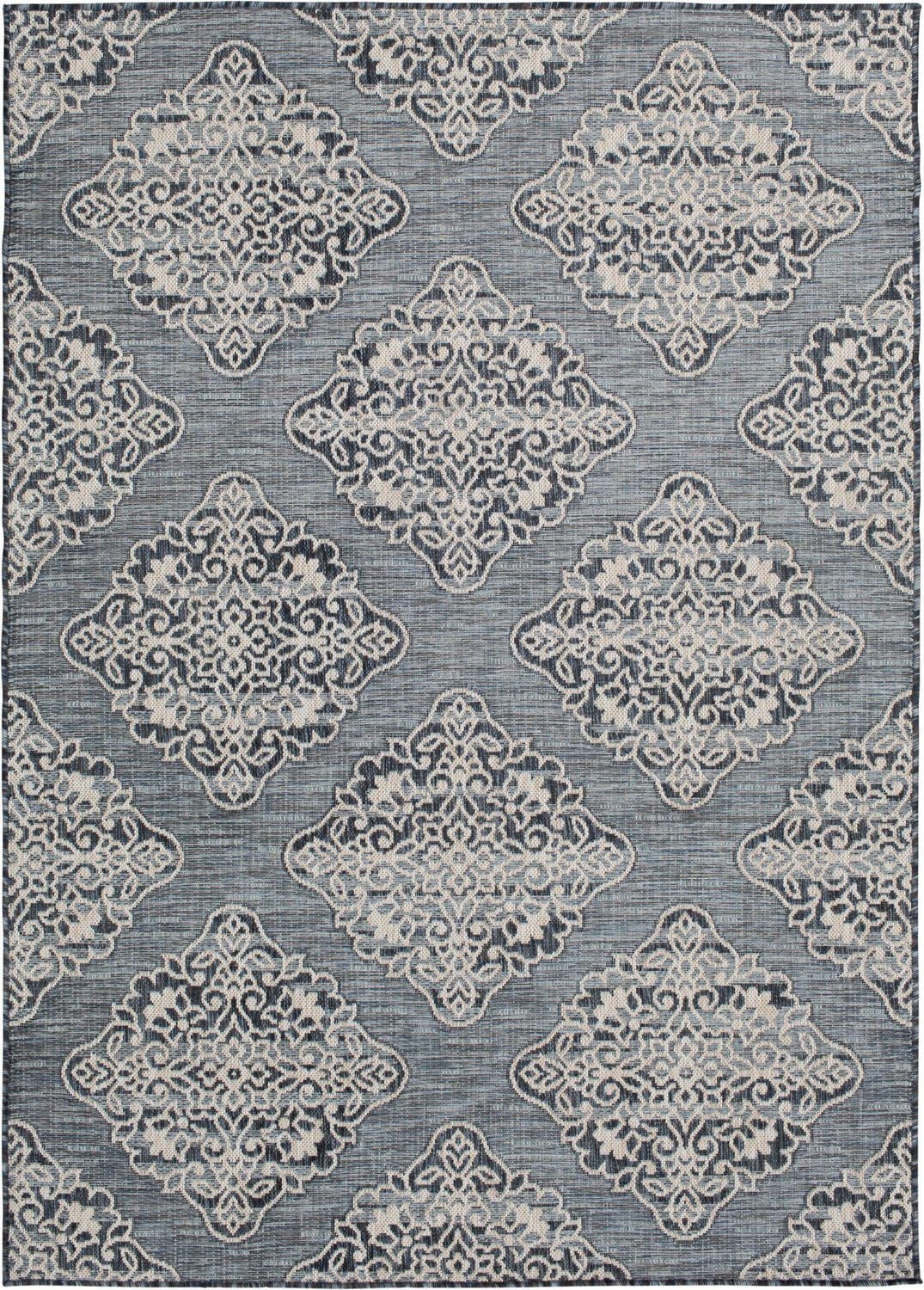 Hayweld Lagoon Blue and White Woven Area Rug