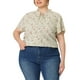 thumbnail image 3 of Blusa casual de verano de mujer plus size con cuello atado y mangas cortas, estampado floral, Agnes Orinda, talla 1X, blanca, 3 of 6