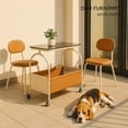 thumbnail image 3 of 2-Tier Rolling Side Table with Glass Top Storage Basket Mobile End Table for Living Room Bedroom Kitchen Balcony Brown White, 3 of 8