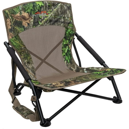 ALPS OutdoorZ Vanish Turkey Hunting Chair with Foldable Low Profile Design Mossy Oak Obsession Camo Durable Steel Frame and Padded Shoulder Carry Strap