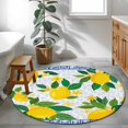 thumbnail image 3 of Summer Yellow Lemon Round Area Rug 3.3Ft Washable Circle Rugs for Dining Room Table, Blue Floral Fruits Non-Slip Carpet Floor Mats Indoor Outdoor Carpet Runner Aesthetic Home Decor, 3 of 8