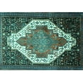 thumbnail image 1 of Ahgly Company Indoor Rectangle Medallion Turquoise Blue Traditional Area Rugs, 5' x 7', 1 of 4