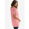 thumbnail image 2 of Roaman's Women's Plus Size Ladder Stitch Tee, 2 of 6