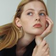 thumbnail image 3 of YOUNGYUE Silver Plated Hoop Earrings for Women, Lightweight Hypoallergenic 40mm Braided Leaf Large Hoop Earrings Gift, 3 of 8