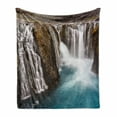 thumbnail image 1 of Iceland Soft Flannel Fleece Throw Blanket, View of a Blurry Stream Wilderness Hiking Spots, Cozy Plush for Indoor and Outdoor Use, 70" x 90", Aqua Dark Taupe, by Ambesonne, 1 of 6