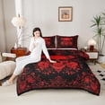thumbnail image 4 of jejeloiu Rustic Flowers Bedding Comforter Set,Gothic Skeleton Twin Comforter Sets,Red Black Bedding Set For Boys Kids,Ultra Soft Home Decor Reversible,2-Piece, 4 of 8