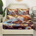 thumbnail image 3 of Dragon Twin Size Sheet Sets 3pcs, Safari Animals Printed Bed Sheets Set For Bedroom, Woodland Wildlife Soft Luxury Bedding Set, Yellow White Daisy Flowers Teens Bed Set, 3 of 5