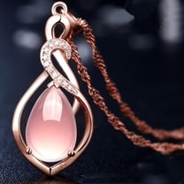 DESIGNICE Rose Gold Fashion Women Pink Pendant Necklace Statement Jewelry